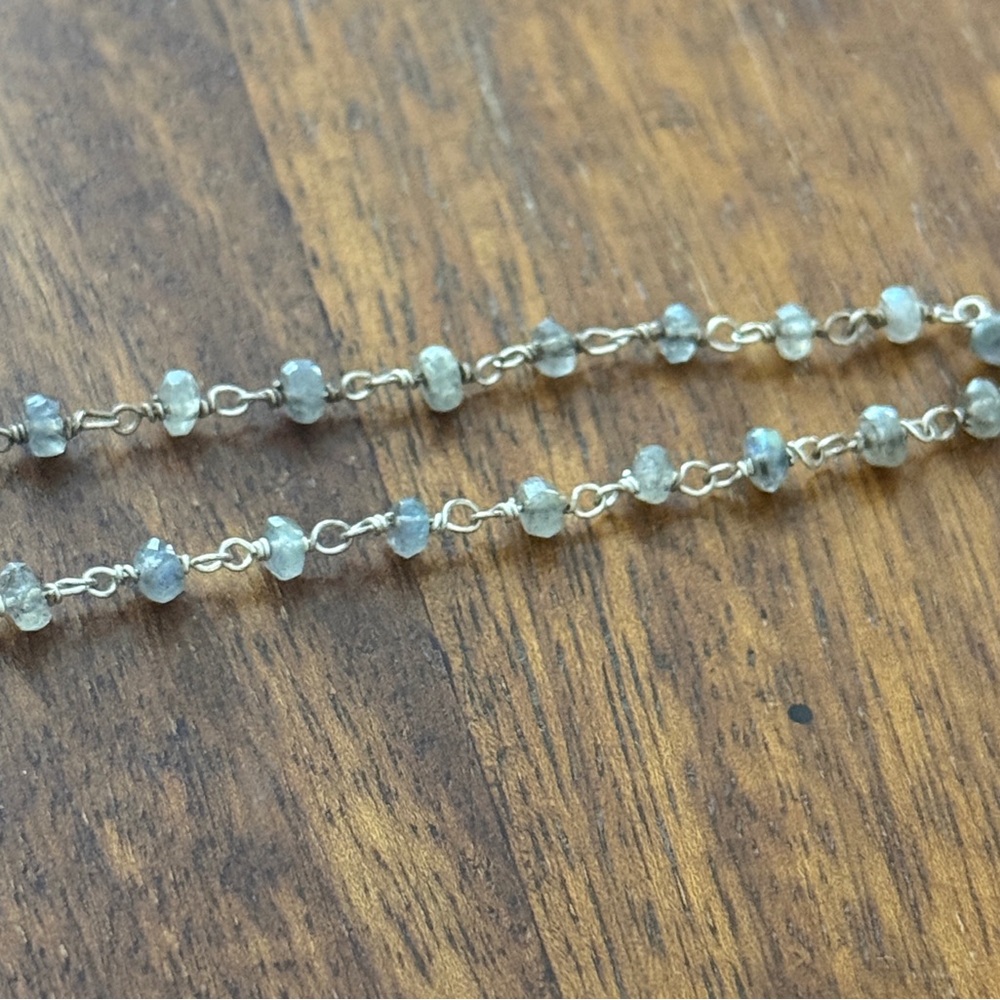 Labradorite Sterling Silver Beaded Necklace 18”